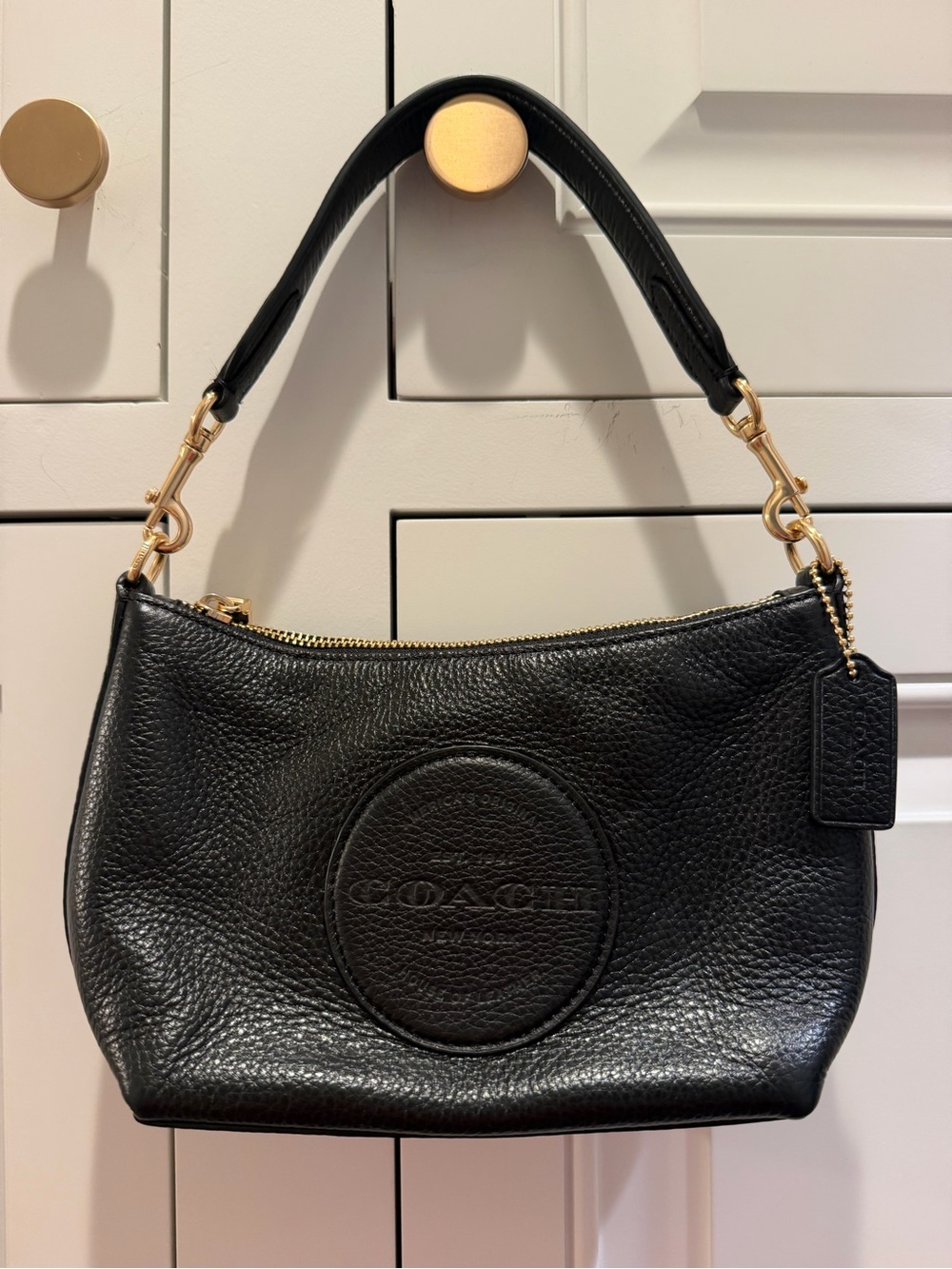Coach Black Pebbled Leather Shoulder Bag Gold Hardware C2932 - Picture 1 of 7